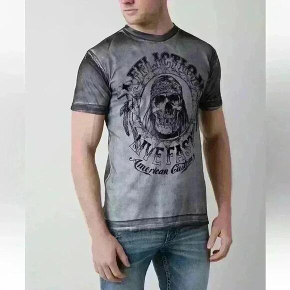 AFFLICTION LIVE FAST American Customs Graphic T-SHIRT Distressed Black & Grey XL - Picture 2 of 10